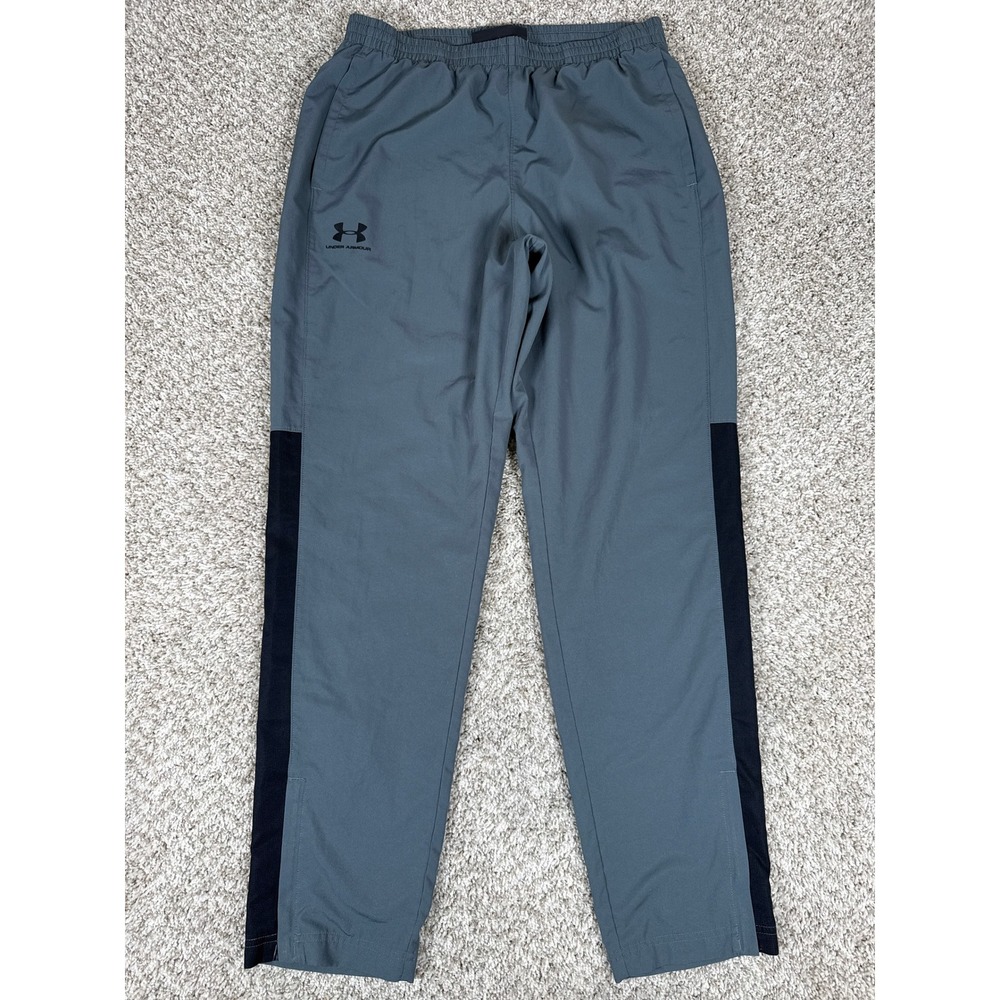 Under Armour Track Pants Mens Large Gray Vital Woven Mesh Lined Sporty Ankle Zip